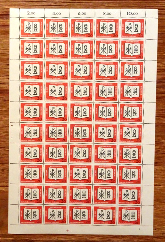 50 sheets No. 382 LUXURY sheet mint form number FN 1 BRD 1962 Bible chalice