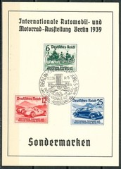 GERMANY GERMAN EMPIRE 1939 Sonderblock – Automobile Exhibition in Berlin
