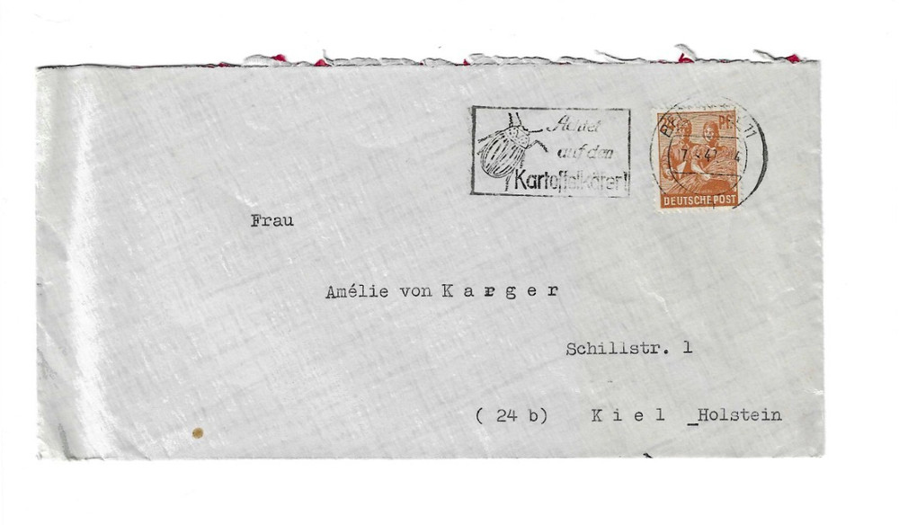 GERMANY 1947 Cover sent from Berlin to Kiel-Holstein – Slogan Cancel