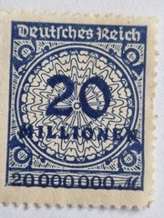 Germany 1923 20 Mio Mark Blue Handstamp Mi 320 II Mint Ref#G2