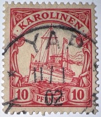 Travelstamps:Germany KAROLINEN Stamps Kaiser’s Yacht MOGH 10pf Used,Ng UnWmk
