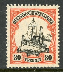 GANDALF – Germany 1911 Southwest Africa 30pf Yacht Wmk Scott # 30 MNH F552