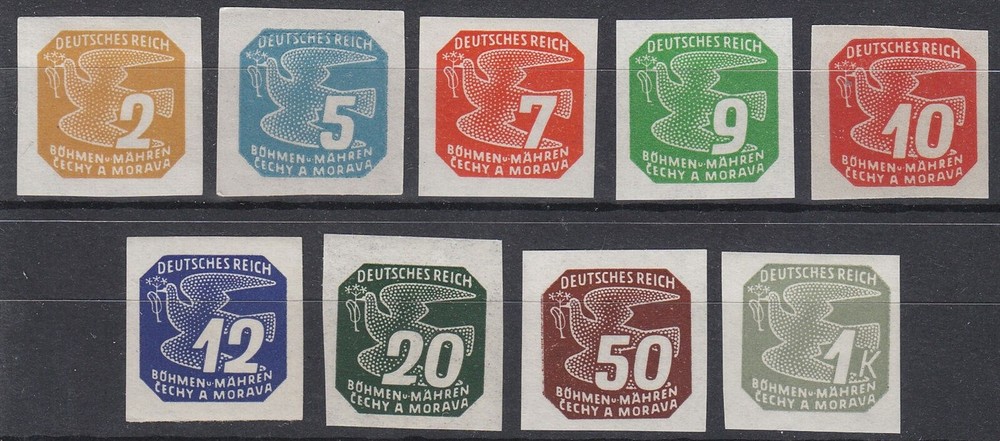 Stamp Germany Bohemia Czech Mi 117-25 Sc P11-9 1943 WWII Newspaper MNH