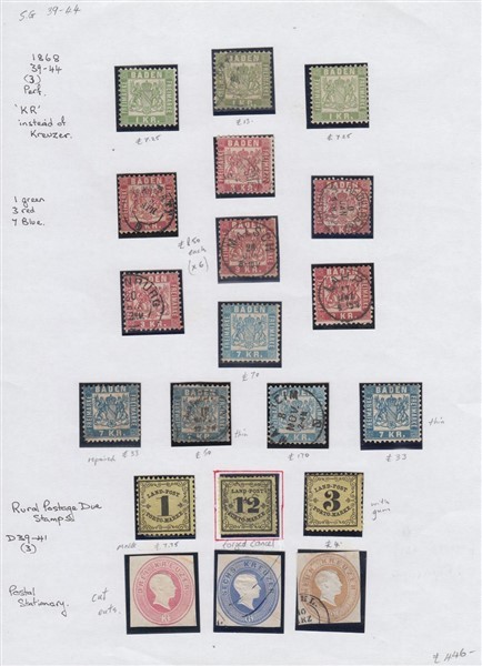 GERMANY STATE BADEN 1862/68 ISSUES (x20) MINT & USED (ID:455/R66717)