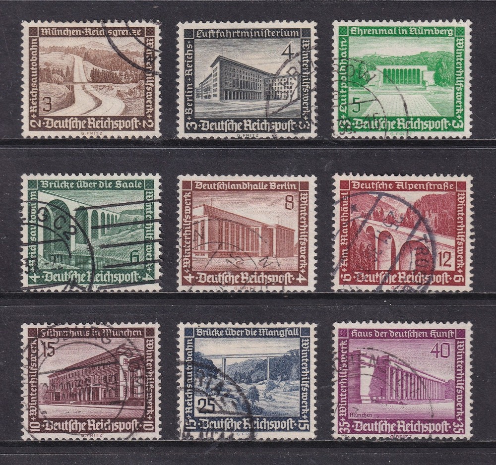 GERMANY 1936 Winter Relief Fund set of 9 SG 623-631 Used (CV £25)