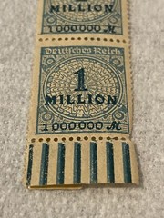 Vintage 1923 Germany 1 Million Mark Stamp Strip – Weimar Hyperinflation Era