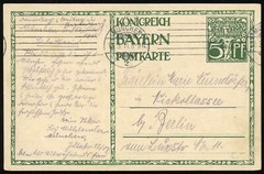 Germany Bavaria Munich to Berlin Translated Stationery Postal Card 1911 Europe