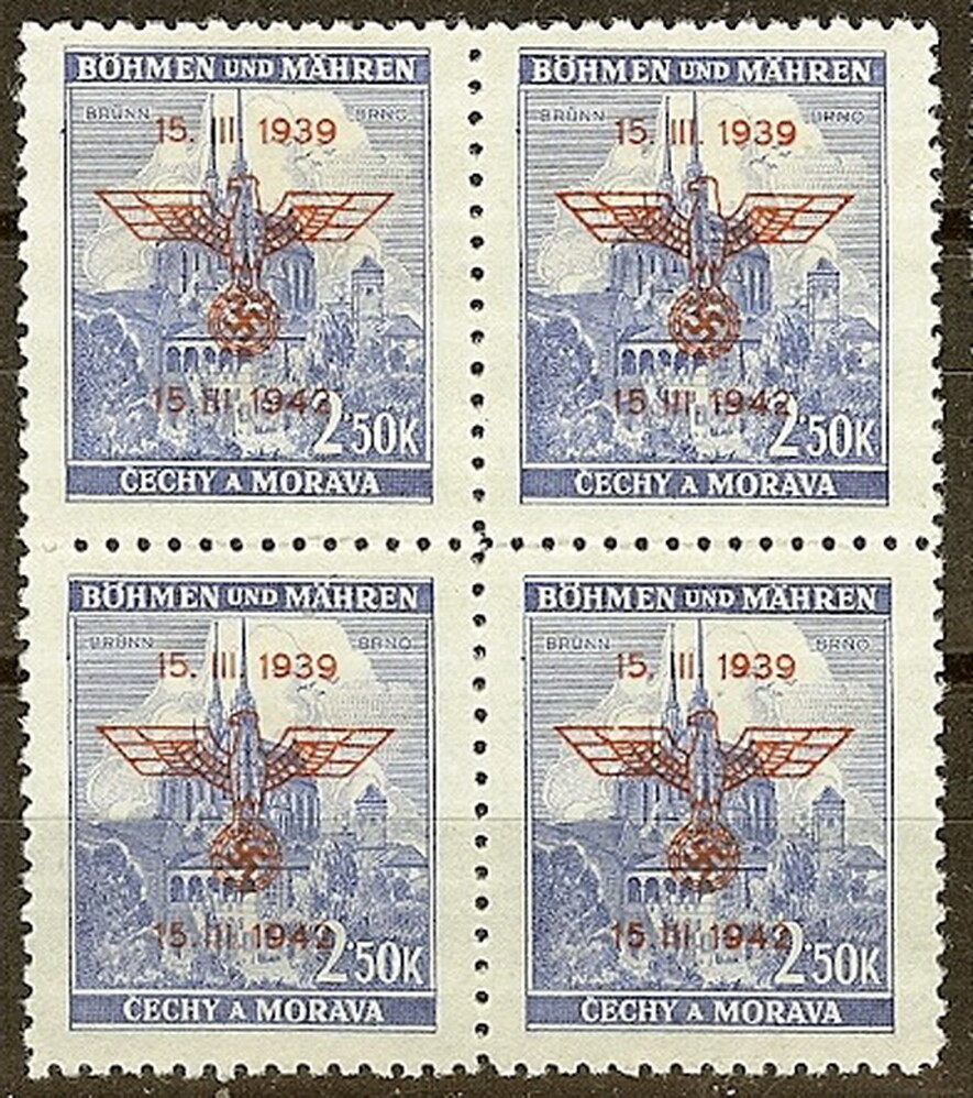 Stamp Germany Bohemia B&M Mi 084 Sc 61 Block 1942 WW2 3rd Reich War Era MNH