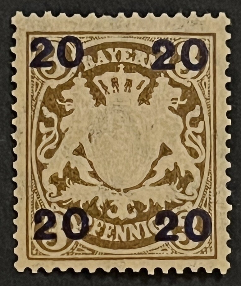 Travelstamps: 1920 Germany Bayern Overprint Stamp Scott#237, Mi 177 – Mint Og Nh
