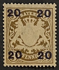 Travelstamps: 1920 Germany Bayern Overprint Stamp Scott#237, Mi 177 – Mint Og Nh