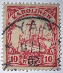 Travelstamps:Germany KAROLINEN Stamps Kaiser’s Yacht MOGH 10pf Used,Ng UnWmk