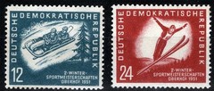 DDR Sc 76-77 Multicolor 12pf-24pf 1951 MNH Original Gum Set