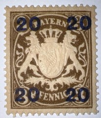 Travelstamps: 1920 Germany Bayern Overprint Stamp Scott#237, Mi 177 – Mint Og Lh