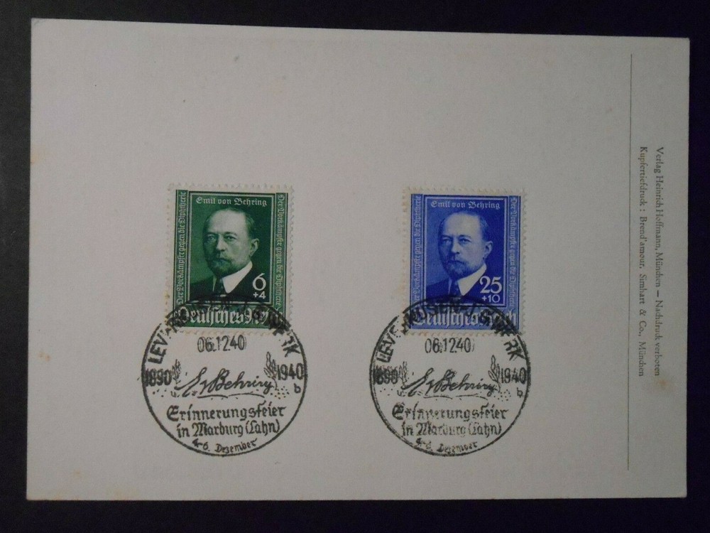 GERMANY, GERMANY1940 EMPIRE “ EMIL VON BEHAVIOR „vaccino“ „2V. Cpl SET Used