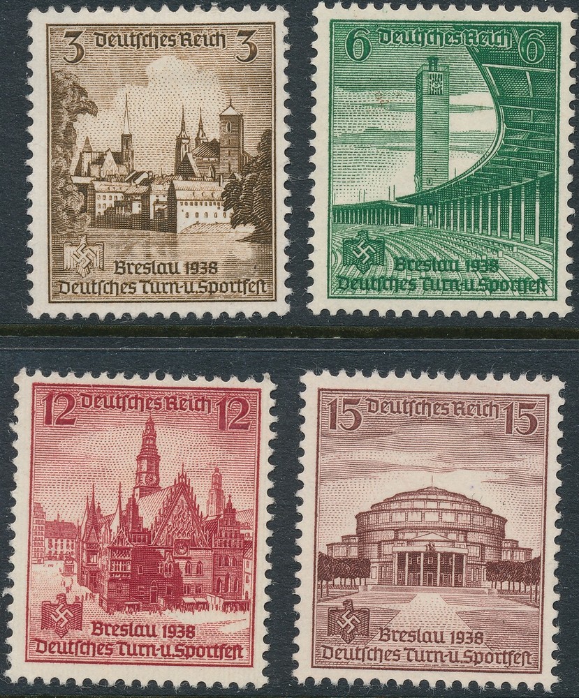 Stamp Germany Mi 665-8 Sc 486-9 3rd Reich Gymnastics Sports Breslau MNG