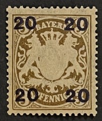 Travelstamps: 1920 Germany Bayern Overprint Stamp Scott#237, Mi 177 – Mint Og Nh