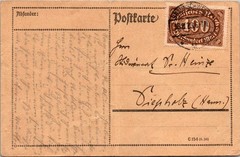 GERMANY 1923 HYPERINFLATION POSTCARD BRAUNSCHWEIG TO DIEPHOLZ PP14 400 Marks