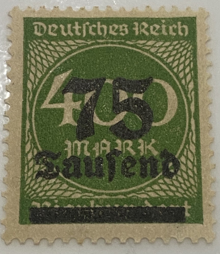 Germany Deutsches Reich 75 saufend Overprint 400 mark Postage Stamp OG NH 1923