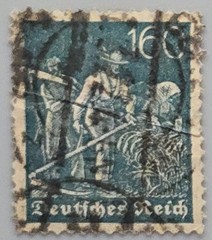 Deutsches Reich 1922 Workers Definitive 160 Pfennig Blue-Green Used Inflation