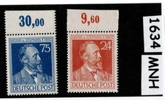 MNH Stamp set Post WWII 1947 Germany Sc 578-579 Heinrich von Stephan #1634