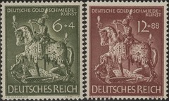 Stamp Germany Mi 860-1 Sc b247-8 1943 WW2 Fascism Goldsmith Knight Saint MNH