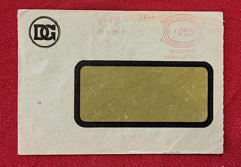 Imperial German Deutsches Reich Weimar Era cover DG Berlin 1928 w Metered cancel
