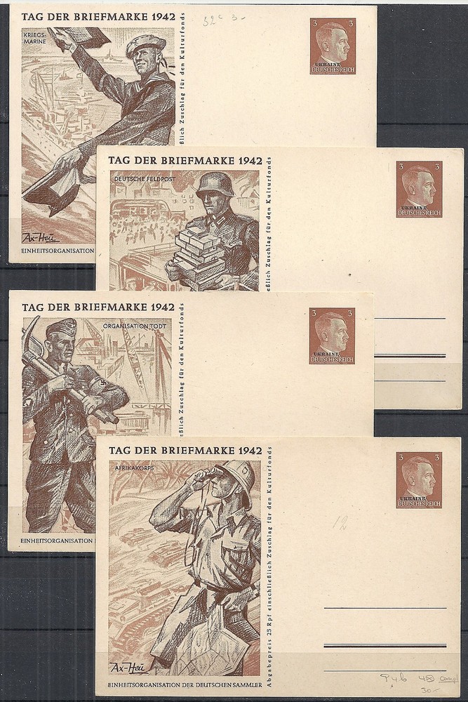 Ukraine 1942 4 PCs Tag der Briefmarken not sent