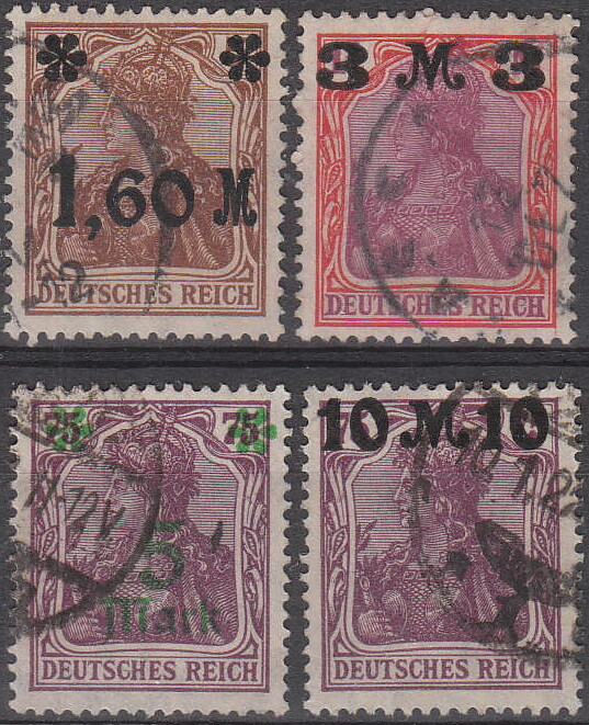 Stamp Germany Reich Mi 154-7 Sc 133-6 1921 Set Germania Imperial Crown Post Used