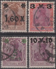 Stamp Germany Reich Mi 154-7 Sc 133-6 1921 Set Germania Imperial Crown Post Used