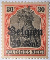 Travelstamps: Germany Offices in Belgium Stamps 30pf w/ 40c OP MOGH Wmk