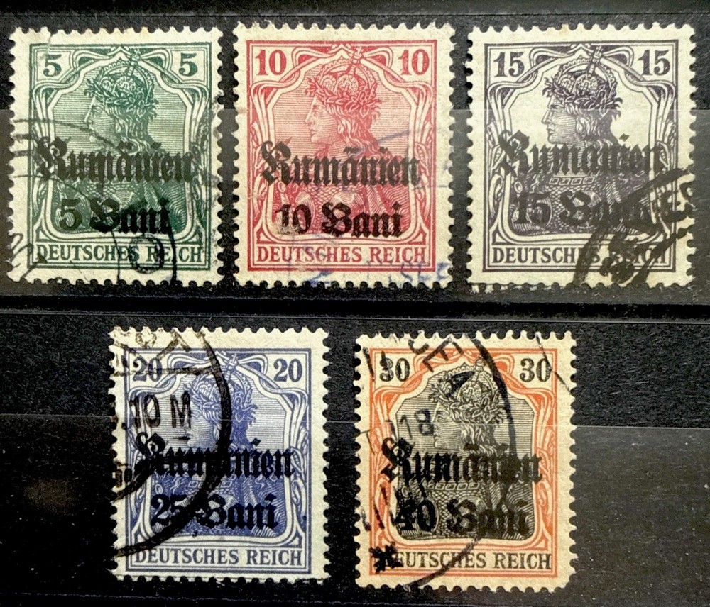 Romania 1918 German Stamps Ovpt Rumanien In Gothic Font, used