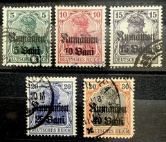 Romania 1918 German Stamps Ovpt Rumanien In Gothic Font, used