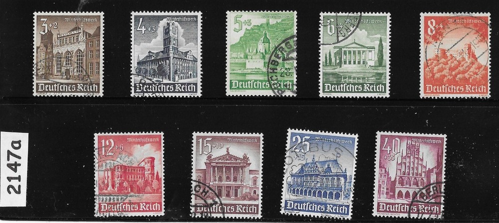 Stamp set B177-B185 1940 Germany Third Reich era Winter relief fund #2147a