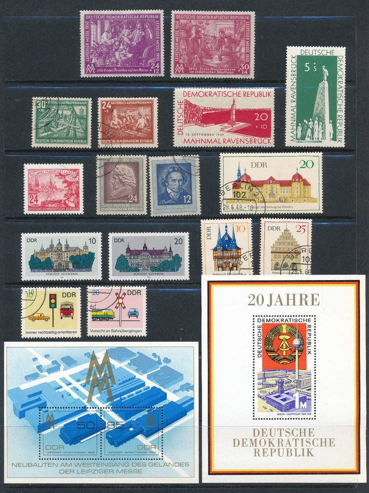 GERMANY DDR MINT/USED INCL 7 S/S MNH, #B15-16 SET MH (CV $14.50 ALONE) & MORE