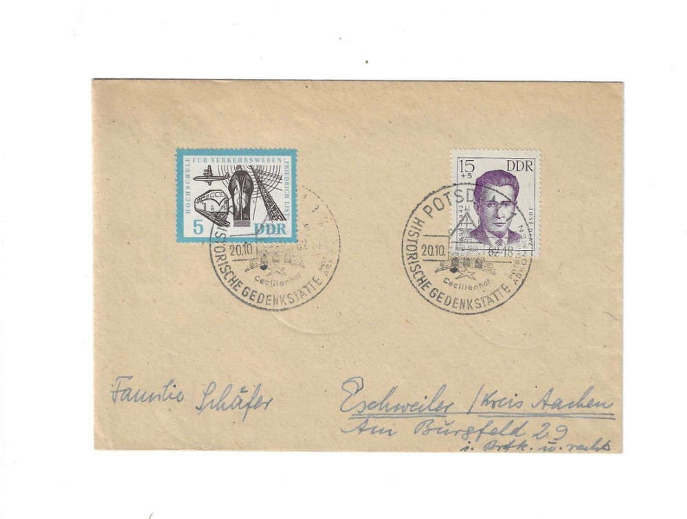 GERMANY (DDR) 1962 Cover with Special Cancel Potsdam