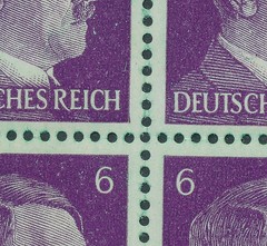 Stamp Germany Mi 785GR Block 1941 WWII Hitler Green Paper Unlisted Error MNH