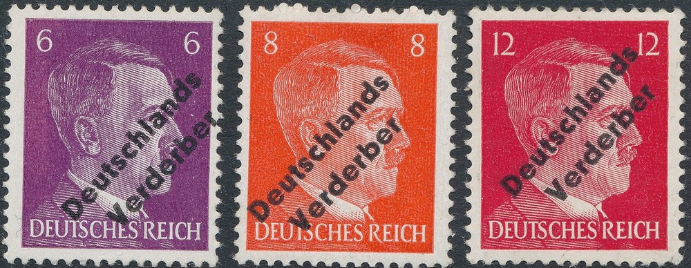 Stamp Germany 1945 WW2 Local Hitler Head Verderber Selection MNH