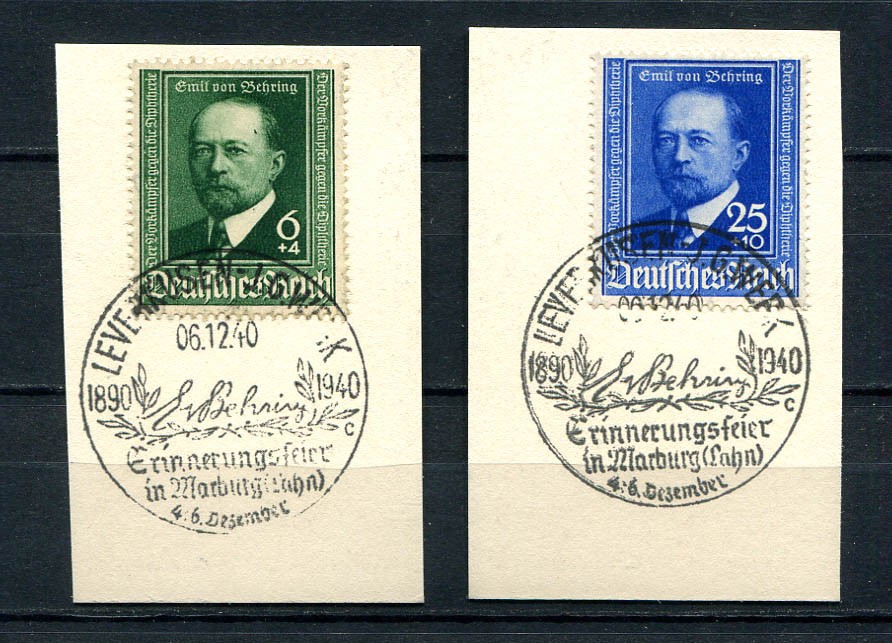 German Reich WW II : Emil von Behring set from 1940 – fancy cancels Leverkusen