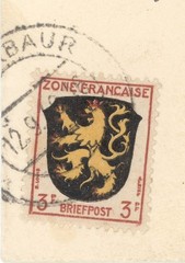 French Zone Germany 1940s Cover To USA With 24pf X3 And 3fr Briefpost Shield