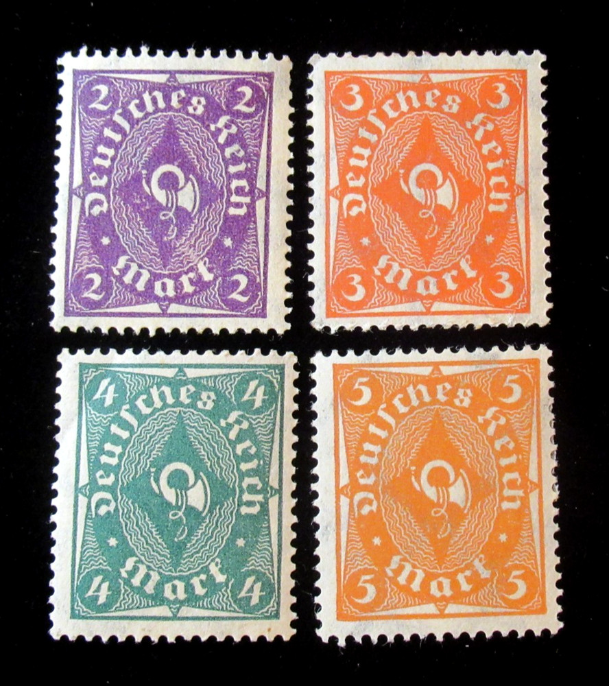 Germany Stamps Scott 177-180 Deutsches Reich Post Horn 1921 Set of 4 Mint