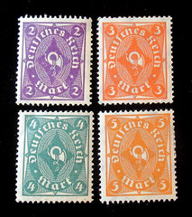Germany Stamps Scott 177-180 Deutsches Reich Post Horn 1921 Set of 4 Mint