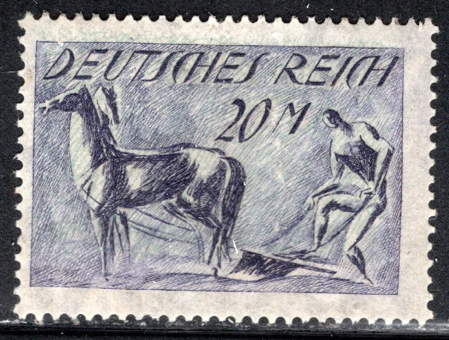 Germany Stamp Scott #155, 20m, Plowing, MLH, SCV$3.00