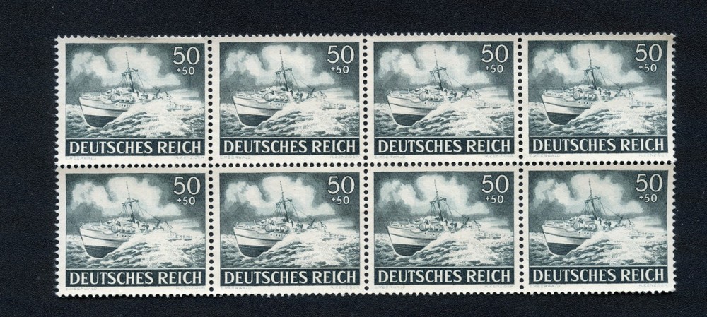 GERMANY SCOTT# B229 MNH BLOCK OF „8“ GERMAN SPEED BOAT WWII „JUST SUPERB“