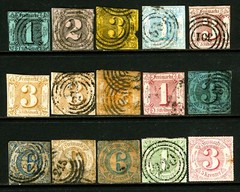 Thurn and Taxis #5 / #61 1852-1867 Assorted German State Numeral Issues 15 Items