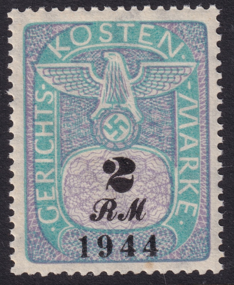 Stamp Germany Poland Revenue WWII Court Document Fee 1944 02 RM MNH