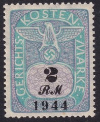 Stamp Germany Poland Revenue WWII Court Document Fee 1944 02 RM MNH
