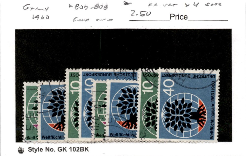 Germany, Postage Stamp, #807-808 Lot Used, 1959 World Refuge (AK)