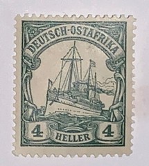 Travelstamps: Germany East Africa stamps Sc#32 4h Kaiser’s Yacht MOGH Wmk