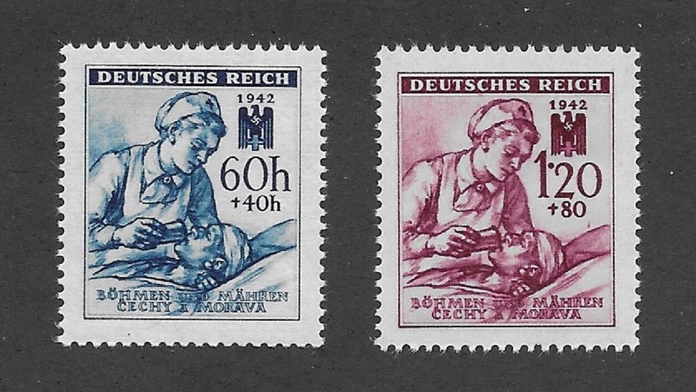 MNH stamp set / Red Cross Nurse & Patient WWII Third Reich Occupation BaM 1942