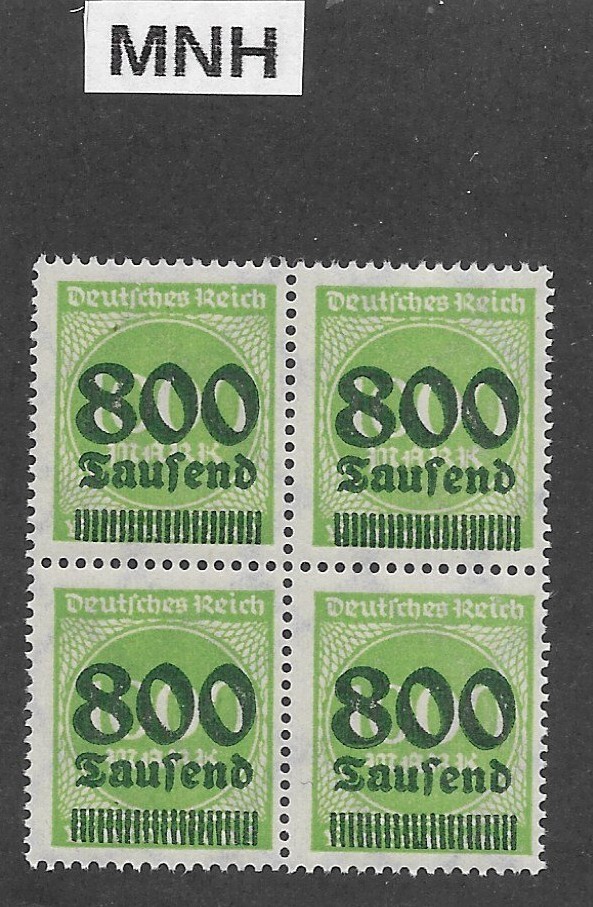 MNH stamp block Overprint 800K over 1000Mk Sc #268 Weimar German Republic 1923